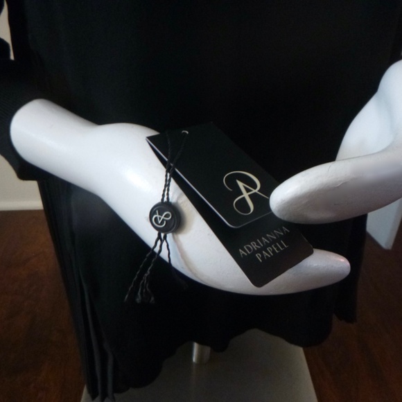 ADRIANNA PAPELL PLEATED WOVEN BACK SWEATER TOP M BLACK - Picture 4 of 16